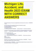 Michigan Life, Accident, and Health 2023 EXAM WITH CORRECT ANSWERS