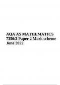 AQA AS MATHEMATICS 7356/2 Paper 2 Mark scheme June 2022 