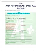 Exam APEA TEST BANK FLASH CARDS Apea test bank APEA TEST BANK FLASH CARDS Apea test bank