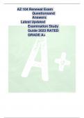 AZ 104 Renewal Exam Questions and Answers  Latest Updated Examination Study Guide 2023 RATED GRADE A+