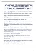 AFAA GROUP FITNESS CERTIFICATION PRACTICE EXAM SOLUTION QUESTIONS AND ANSWERS 2023