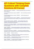 ATI Critical Thinking Exam Questions with Complete Solutions All Correct 