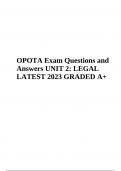 OPOTA Exam Questions and Answers UNIT 2: LEGAL LATEST 2023 GRADED A+