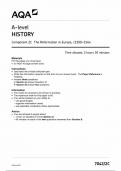 AQA A LEVEL HISTORY Component 2C The Reformation in EUROPE,C1500-1564 (QUESTION PAPERAQA A LEVEL HISTORY Component 2C The Reformation in EUROPE,C1500-1564 (QUESTION PAPER