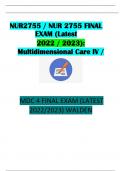 NUR2755/ NUR 2755 FINAL EXAM; MULTIDIMENSIONAL CARE IV/ MDC 4 FINAL EXAM ( LATEST 2022/2023) WALDEN