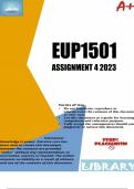 EUP1501 Assignment 4 (COMPLETE ANSWERS) 2023