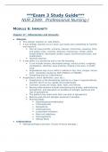 ***Exam 3 Study Guide*** NUR 2349: Professional Nursing I MODULE 6: IMMUNITY (Latest 2023 / 2024) 