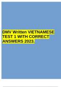 DMV Written VIETNAMESE TEST 1 WITH CORRECT ANSWERS 2023.