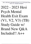 2022 - 2023 Hesi Psych Mental Health Exit Exam (V1, V2, V3) (TB) Study Guide w/ Brand New Q&A Included!! A++