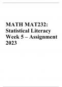 MATH MAT232: Statistical Literacy Week 5 – Assignment 2023