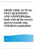 NBME CBSE ACTUAL TEST QUESTIONS AND ANSWERS(Quiz bank with all the correct answers)(usmle step 1)Medical examination 2023|2024 UPDATE RATED A+