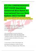 ATI PN COMPREHENSIVE EXIT EXAM Questions Answered Best Rated A+ Guaranteed Success New Update 2023 Verified