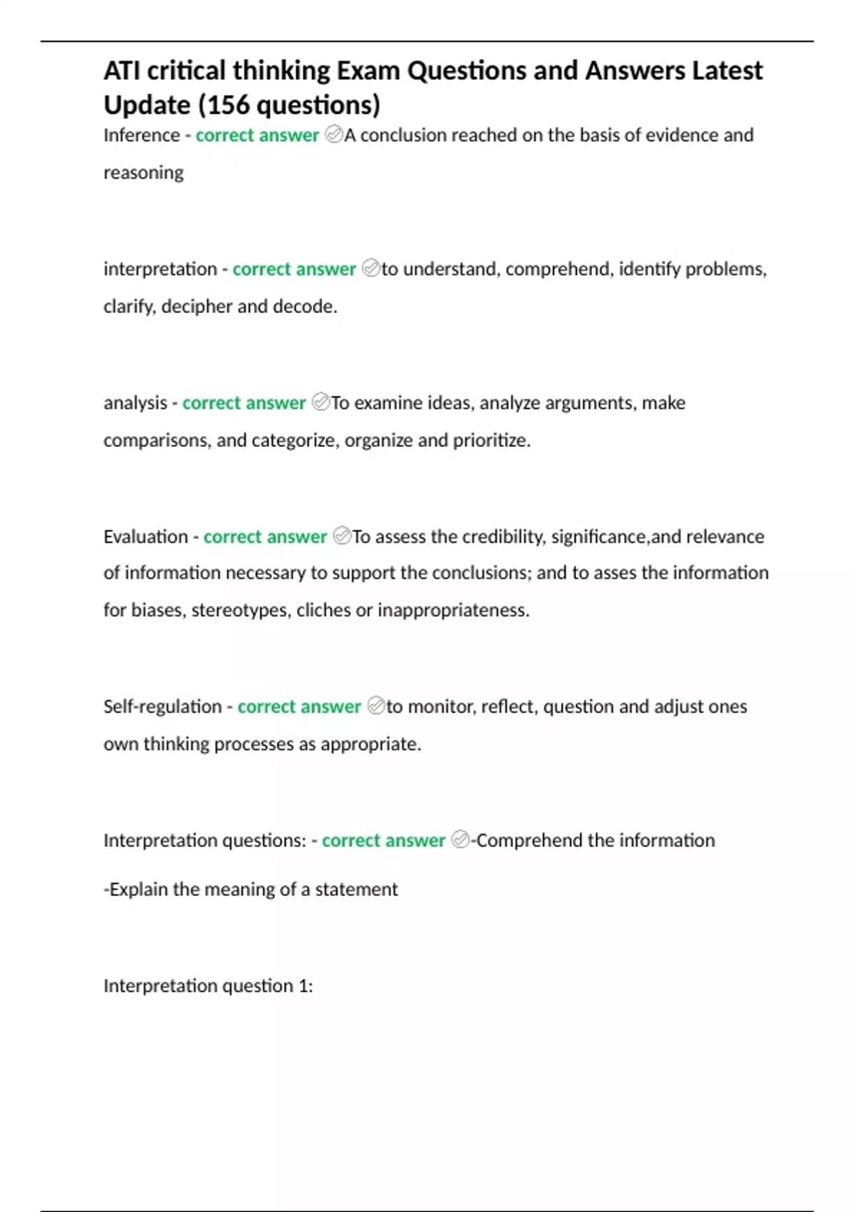 ati critical thinking exam practice