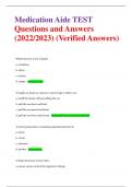 Medication Aide TEST Questions and Answers (2022/2023) (Verified Answers)