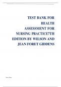 Test Bank For Health Assessment for Nursing Practice 7th Edition by Susan Fickertt Wilson, Jean Foret Giddens Chapter 1-24