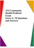 ATI Community Health Predictor Exam Form A | 70 Questions and Answers