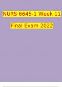 NURS 6645-1 Week 11 Final Exam,,,. questions and answers} (2022/2023) (verified answers)