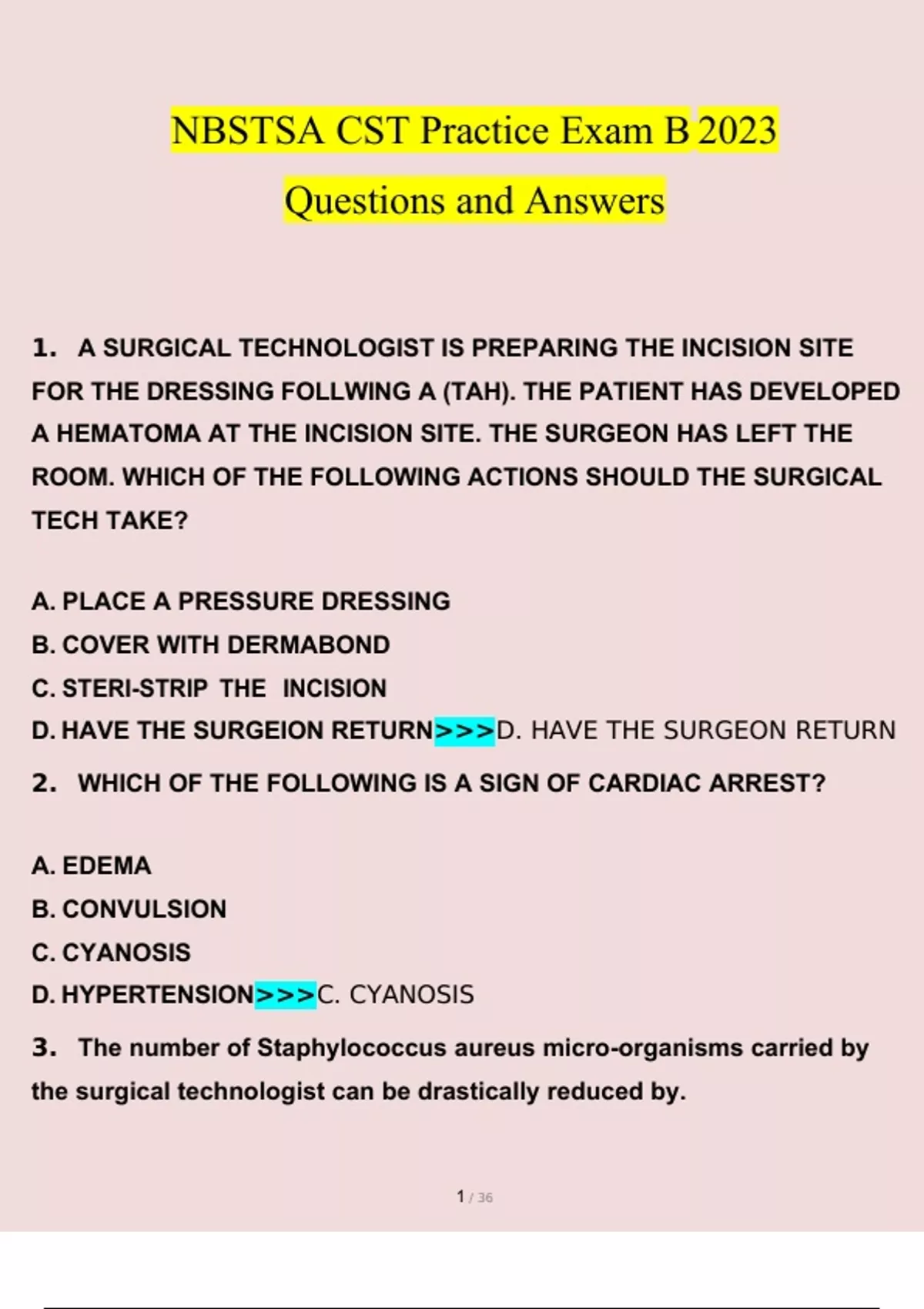 NBSTSA CST Practice Exam B Questions With Verified Answers - CST ...