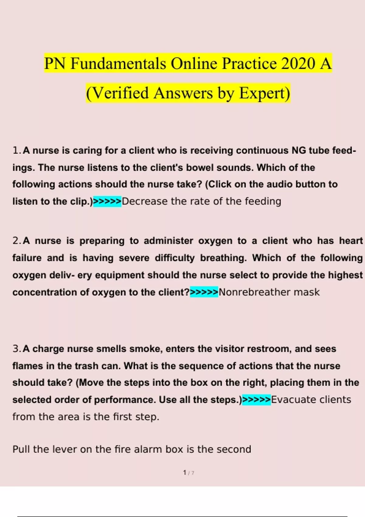 PN Fundamentals Online Practice 2020 A Questions With Verified Answers ...