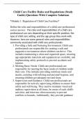 Child Care Facility Rules and Regulations (Study Guide) Questions With Complete Solutions