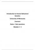 Notes +  quiz answers Coursera Introduction to Human Behavioral Genetics 