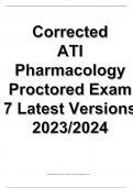 Corrected 2023 ATI Pharmacology Proctored Exam 7 Latest Versions 