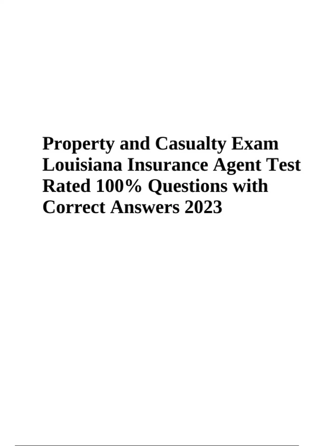 Property and Casualty Exam Louisiana Insurance Agent Test Rated 100% ...