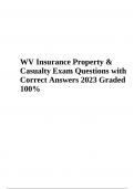 WV Insurance Property and Casualty Exam Questions with Correct Answers 2023 Graded 100%