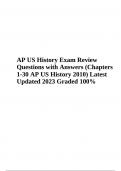 AP US History Exam Review Questions with Answers (Chapters 1-30 AP US History) Graded A+ Latest Updated 2023 