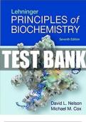 Test Bank - Lehninger Principles of Biochemistry, 7th Edition by David L. Nelson, (All Chapters Included).