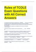 Rules of TCOLE Exam Questions with All Correct Answers 