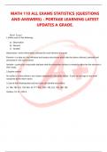 MATH 110 ALL EXAMS STATISTICS (QUESTIONS AND ANSWERS) - PORTAGE LEARNING LATEST UPDATES A GRADE.   