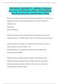 PHYSICAL SECURITY-- (SPED), Physical Security Certification (PSC), DCSA SPeD: Physical Security Certification (PSC) | 265 Questions with 100% Correct Answers | Verified | 47 Pages