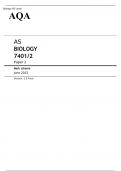AQA AS BIOLOGY Paper 1 and  2 JUNE 2022 QUESTION PAPER and MARK SCHEME