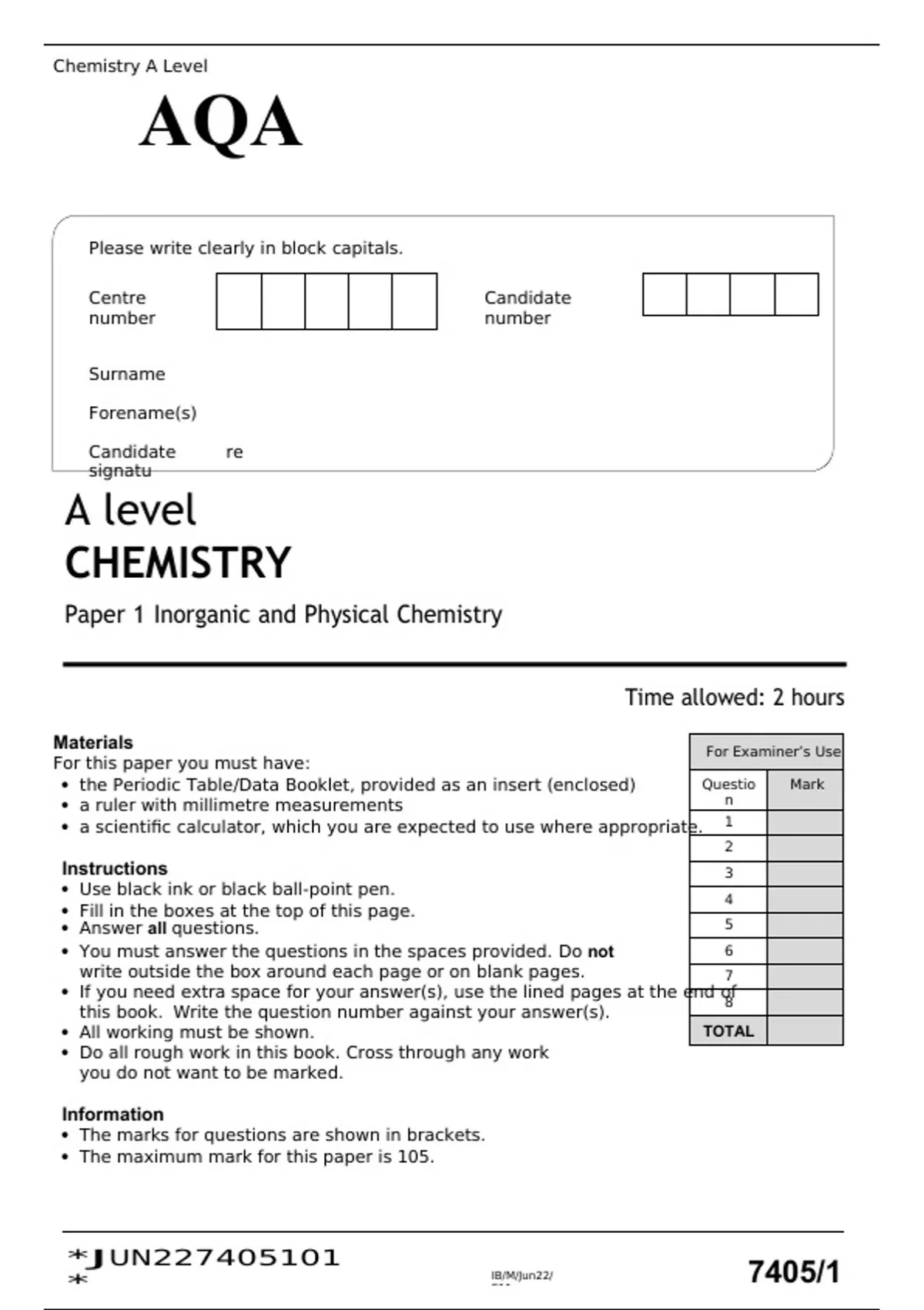 aqa-a-level-chemistry-paper-1-june-2022-question-paper-inorganic-and