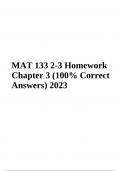 MAT 133-J4254, 2-3 Homework Chapter 3 (100% Correct Answers) 2023