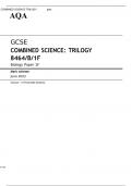 AQA GCSE COMBINED SCIENCE TRILOGY 8464/B/1F Biology Paper 1F Mark scheme June 2022