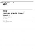 AQA GCSE COMBINED SCIENCE TRILOGY 8464/C/1F Chemistry Paper 1F Mark scheme June 2022