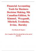 Financial Accounting Tools for Business Decision Making 9th Canadian Edition By Kimmel,  Weygandt, Mitchell, Trenholm, Irvine,  Burnley (Test Bank)