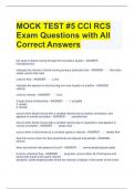 MOCK TEST #5 CCI RCS Exam Questions with All Correct Answers 