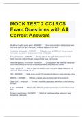 MOCK TEST 2 CCI RCS Exam Questions with All Correct Answers 