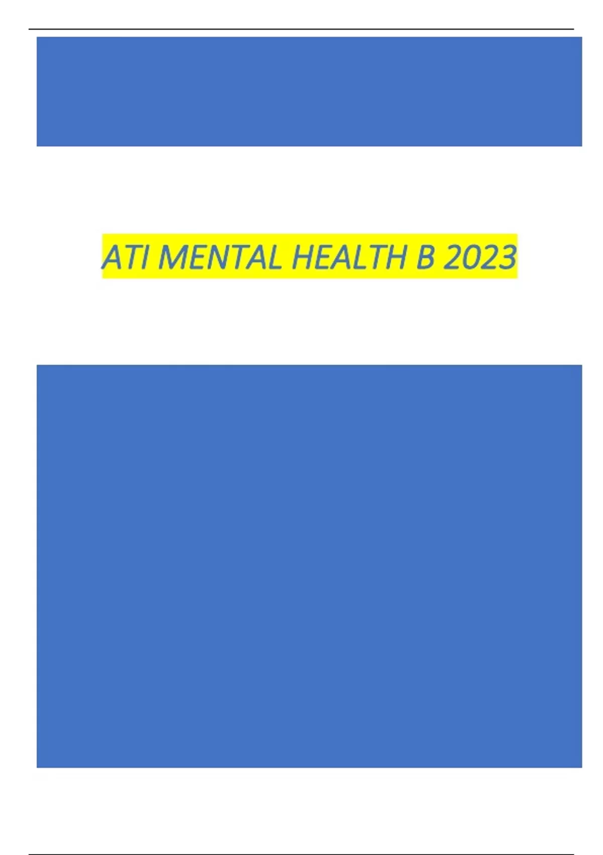 ATI MENTAL HEALTH B 2023 - ATI MENTAL HEALTH B 2023 - Stuvia US