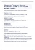 Wastewater Treatment Operator Certification Test #1 Questions With Correct Answers