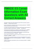 PMKEE E5 Career Information Exam Questions with All Correct Answers