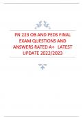 PN 223 OB AND PEDS FINAL  EXAM QUESTIONS AND  ANSWERS RATED A+ LATEST  UPDATE 2022/2023