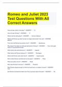 Romeo and Juliet 2023 Test Questions With All Correct Answers 