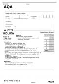  AQA A level BIOLOGY Paper 3 JUNE 2022 official Question paper