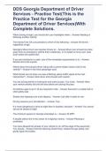 DDS Georgia Department of Driver Services - Practice Test(This is the Practice Test for the Georgia Department of Driver Services)With Complete Solutions.