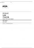 AQA A level LAW 7162/3B Paper 3B Human Rights Final Mark scheme June 2022