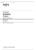 AQA A level BUSINESS 7132/1 Paper 1 Business 1 final Mark scheme June 2022